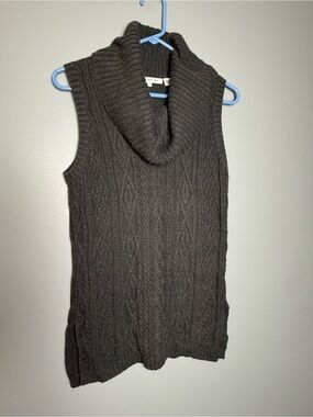 Eight Eight Eight Cowl Neck Cable Knit Sweater Vest Charcoal Gray Womens Sz S
